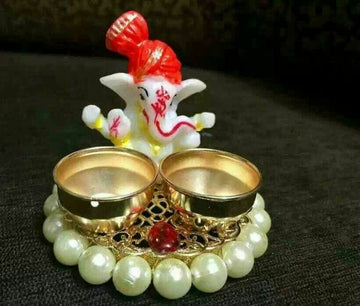 Small Ganpati idol and haldi kumkum platter | Indian Festive Gift | Housewarming Gift | Arihant Creations