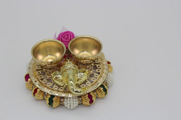 Ganpati Haldi Kumkum Platter | Diwali Gift | Indian Favors | Puja Gifts | Arihant Creations