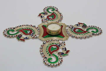 Acrylic Rangoli | Floor Decoration | Handmade | Candle Holder | Festive Decor | Diwali | Navratri | Wedding