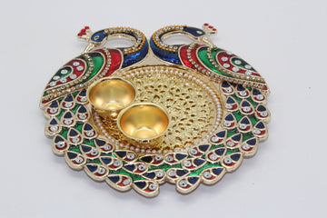 AAcrylic Decorated Thali ,Peacock embodied Tilak thali ,Diwali Pooja , indian Return gift ,dussehra gift , indian wedding gift ,house warming