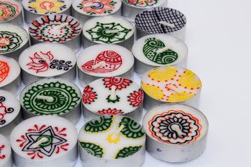 Heena Tealights | Handprinted | Diya | Party Decor | Indian Festive Decoration | Wedding | Diwali | Eid