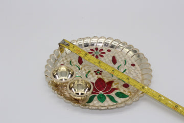 Acrylic Puja Thali | Decorative Plate | Tilak Thal | Haldi Kumkum Holder | Indian Favors | Diwali Gift