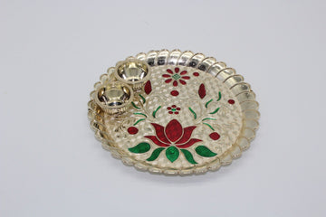 Acrylic Puja Thali | Decorative Plate | Tilak Thal | Haldi Kumkum Holder | Indian Favors | Diwali Gift