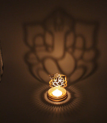 Ganesh shadow Diya | Metal Candle Holder Tealight | Return Gift | Housewarming | Diwali gift | Puja Gift
