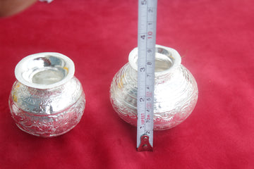 small  German silver designer small Kalash, pot, unique design special silver puja article, water, milk Kalash pot, Indian return gift