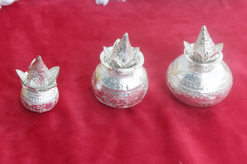 small  German silver designer small Kalash, pot, unique design special silver puja article, water, milk Kalash pot, Indian return gift