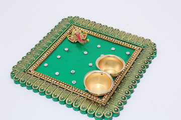 Acrylic pooja thali with haldi kumkum holder, housewarming return gifts, Indian return gift, bulk return gift, Diwali return gift