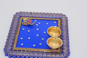 Acrylic pooja thali with haldi kumkum holder, housewarming return gifts, Indian return gift, bulk return gift, Diwali return gift