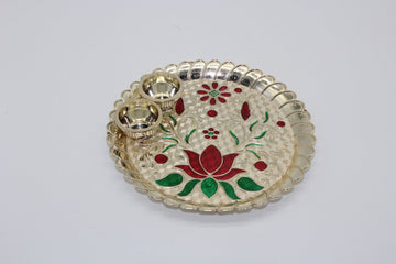 Lotus design Diwali pooja thali, Indian baby shower return gifts, in dian return gift , gift for Diwali , bulk return gift , haldi kumkum