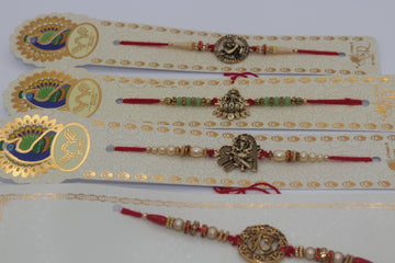 Small Ganesh Rakhi For Brother Bhaiya Bhabhi Traditional Handmade Designer Rakhi Set Roli Chawal,  Rakshabandhan Rakhi Bracelet , kids rakhi