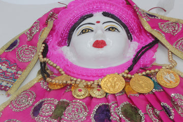 Vara Lakshmi Goddess Face Set Devi Mata, Mukhota Face Idol With Dress Jewelry, Navaratri Margashirsha Vratha Pooja , Mahalaxmi Goddess Face