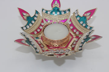 small diya rangoli, return gift for pooja, acrylic small 3d  rangoli with candle, pooja decoration, house warming favor, pooja favor diya,