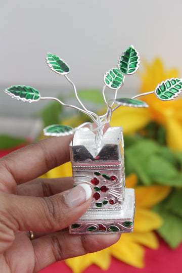 Small and medium German Silver Tulsi Kyara, Wedding Decor, Return Gifts for Pooja, Tulasi Pooja, wedding gift, Navrati , tambulam gifts